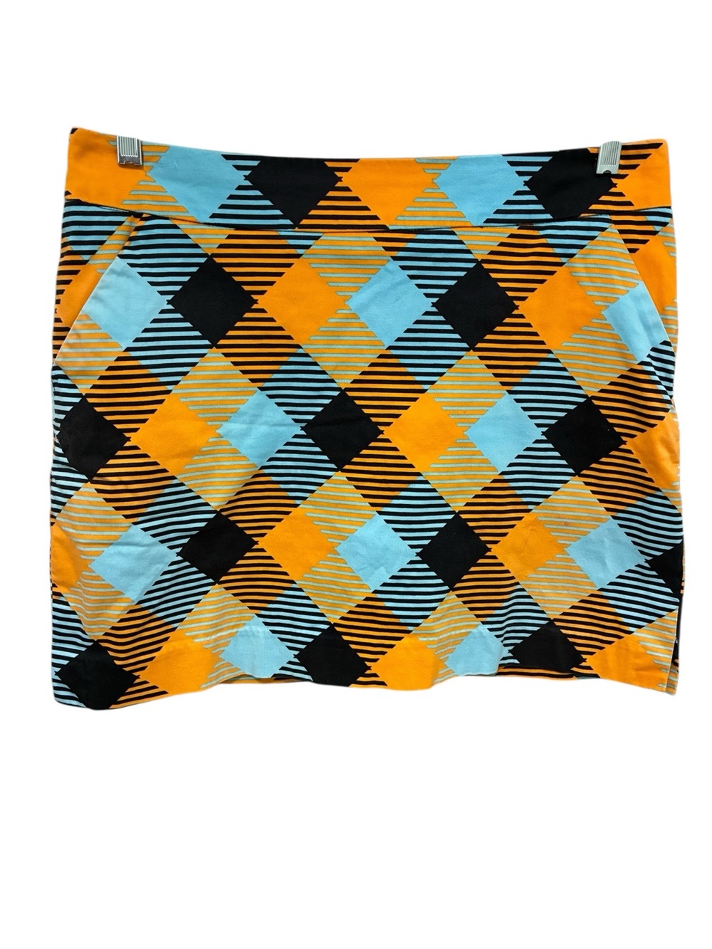 Loudmouth Ladies Skort Size 10 Golf Pickleball Blue Black Orange Diamond Plaid